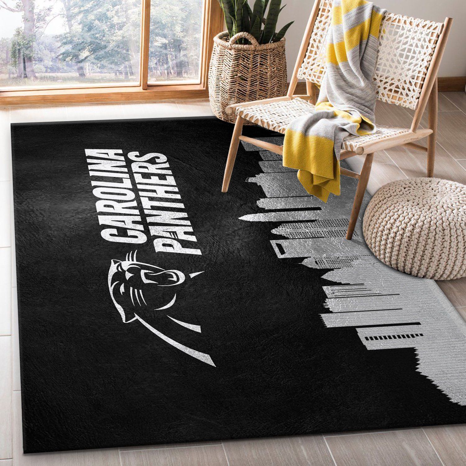 Carolina Panthers Skyline NFL Area Rug Carpet, Living room and bedroom Rug, US Gift Decor - Indoor Outdoor Rugs