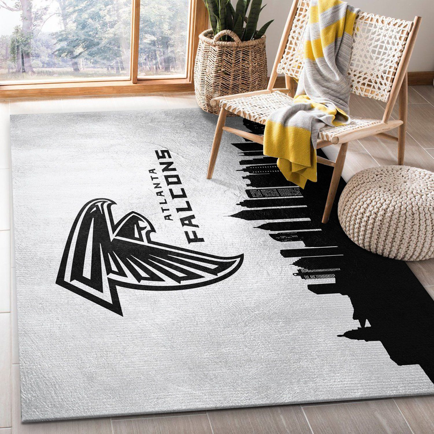 Atlanta Falcons Skyline NFL Area Rug Carpet, Bedroom, Home Decor Floor Decor - Indoor Outdoor Rugs