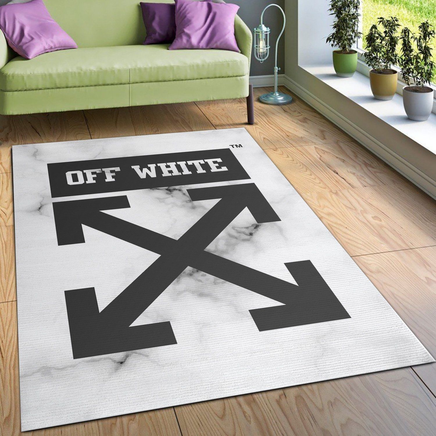 Off White Rectangle Rug Fashion Brand Rug Christmas Gift US Decor - Indoor Outdoor Rugs