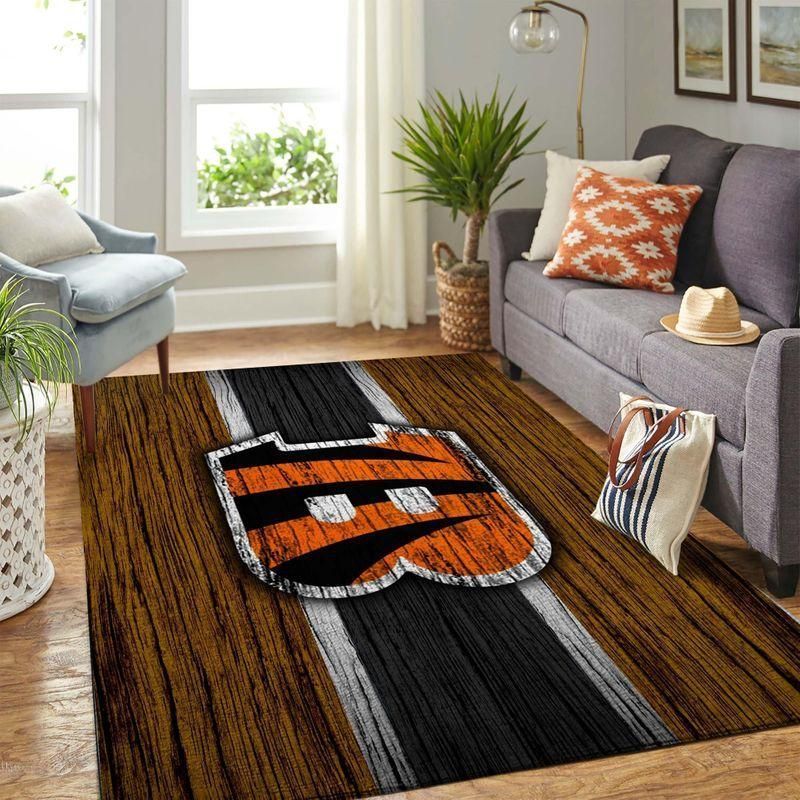 Cincinnati Bengals Nfl Rug Room Carpet Sport Custom Area Floor Home Decor V1 - Indoor Outdoor Rugs