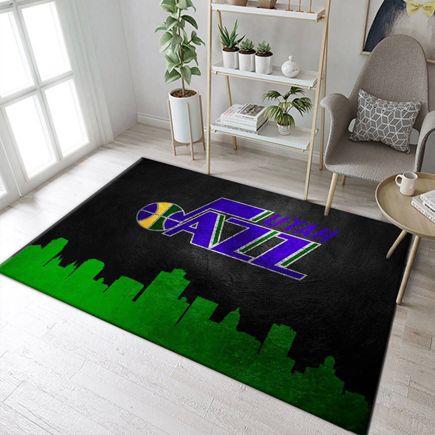 Utah Jazz Skyline NBA Team Logo Area Rug, Living Room Rug, US Gift Decor - Indoor Outdoor Rugs