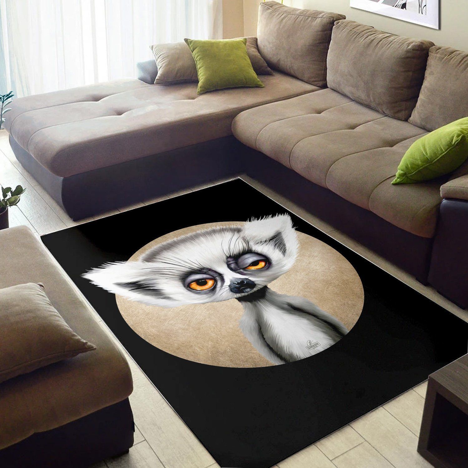 Baby Lemur Illustration  Carpet Living Room,  Christmas Gift, Floor Decor Home Decor - Indoor Outdoor Rugs