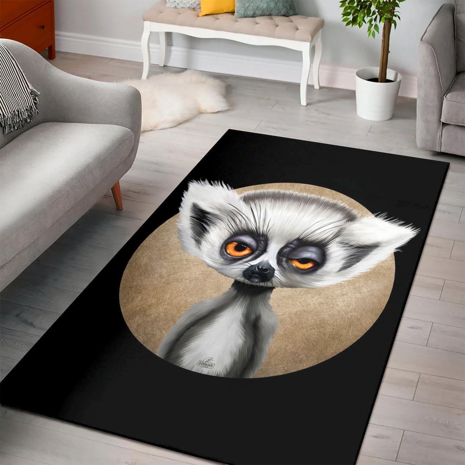 Baby Lemur Illustration  Carpet Living Room,  Christmas Gift, Floor Decor Home Decor - Indoor Outdoor Rugs