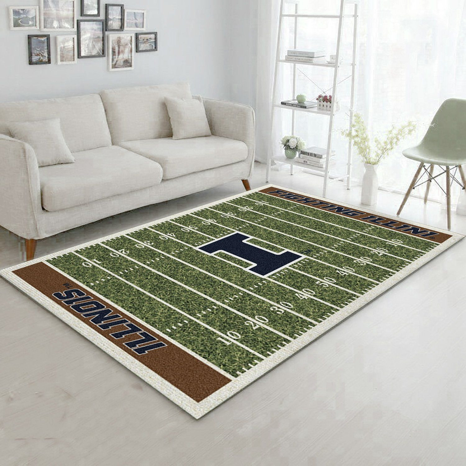 College Illinois NFL Team Logo Area Rug, Bedroom Rug, US Gift Decor - Indoor Outdoor Rugs