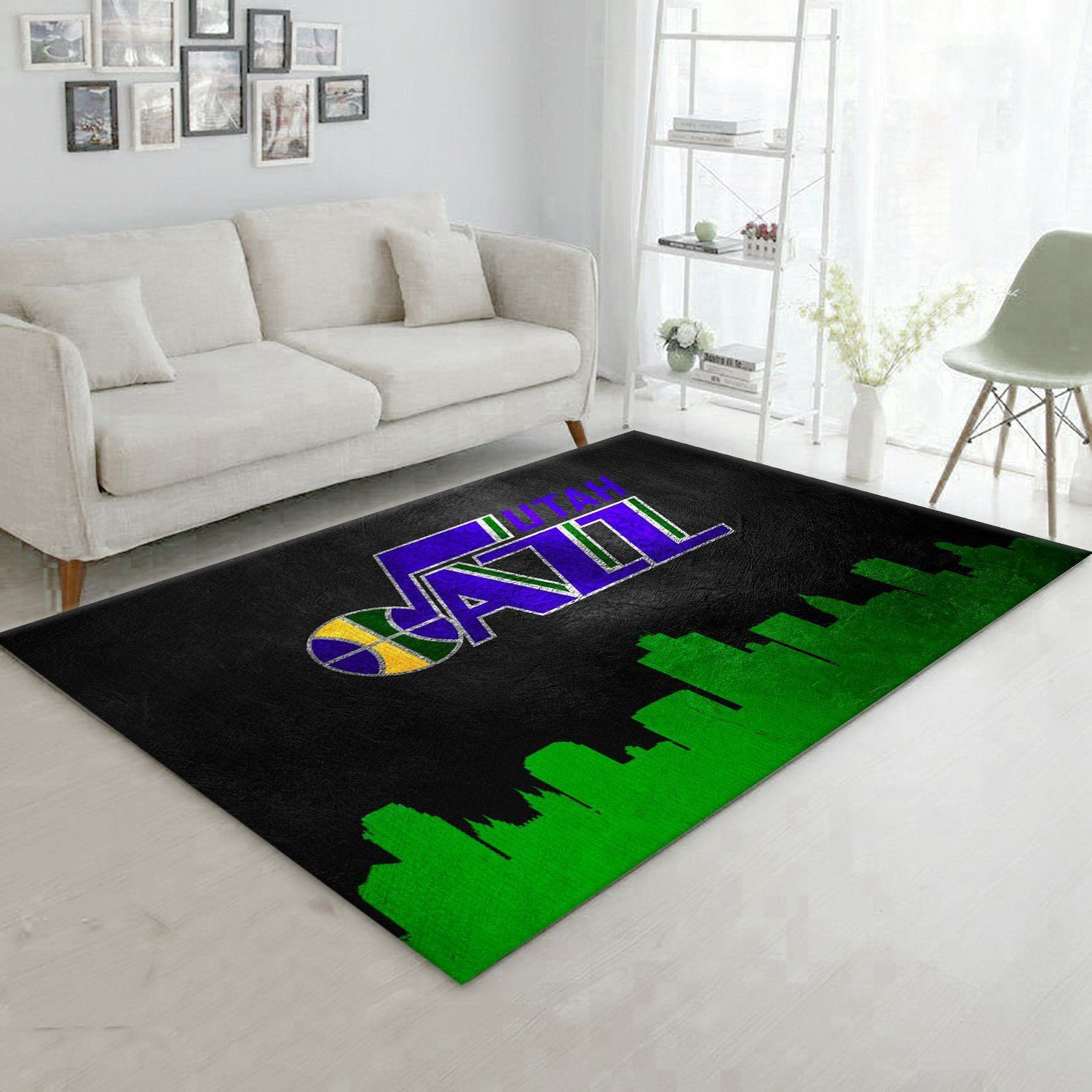 Utah Jazz Skyline NBA Team Logo Area Rug, Living Room Rug, US Gift Decor - Indoor Outdoor Rugs