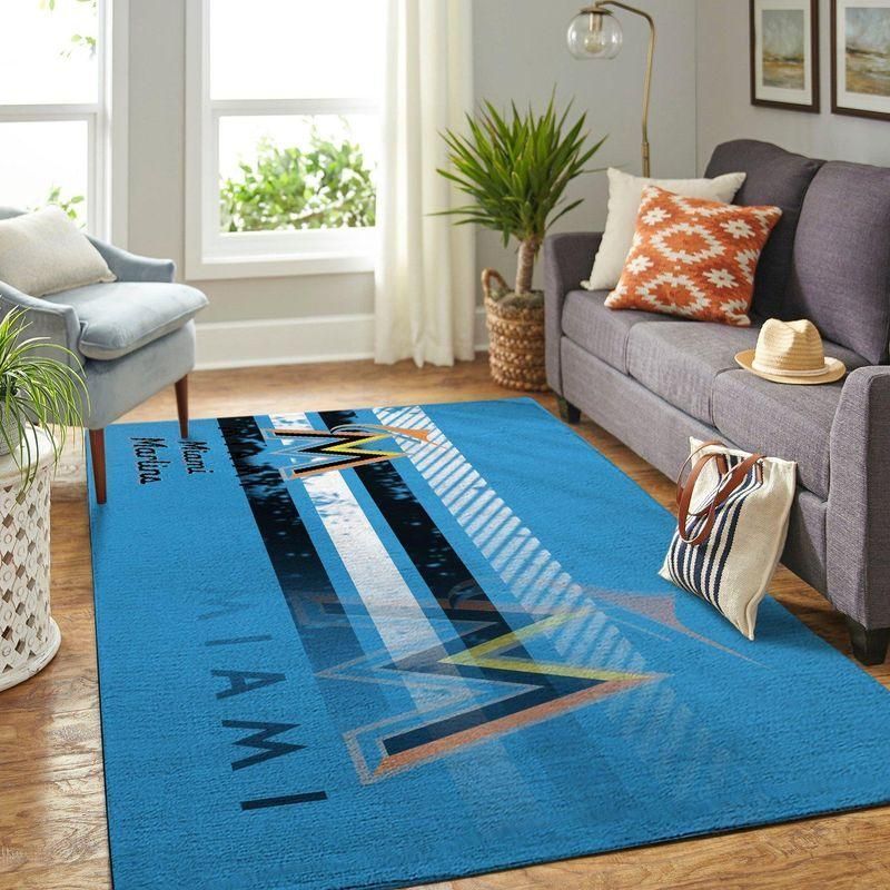 Miami Marlins Mlb Rug Room Carpet Sport Custom Area Floor Home Decor - Indoor Outdoor Rugs