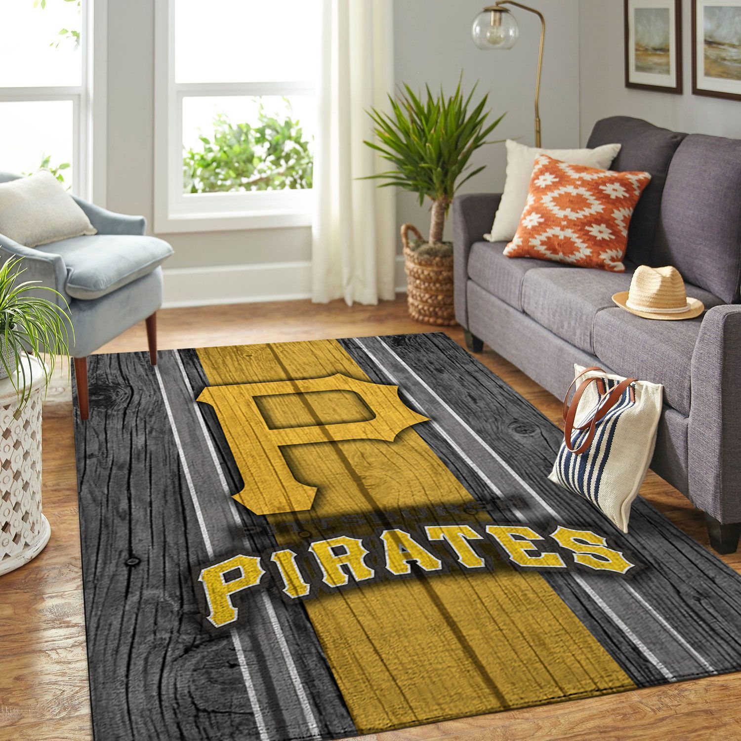 Pittsburgh Pirates Mlb Team Logo Wooden Style Style Nice Gift Home Decor Rectangle Area Rug - Indoor Outdoor Rugs