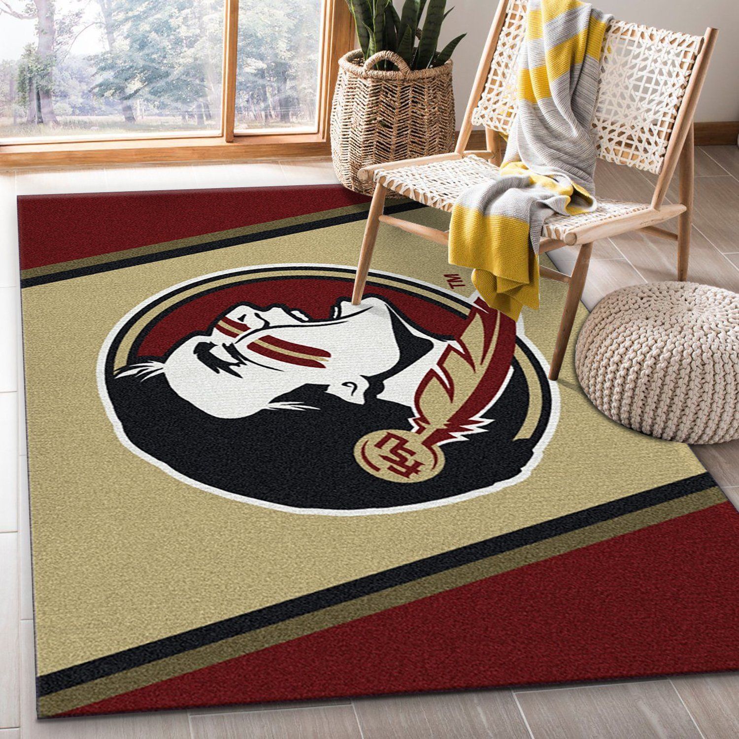 College Spirit Florida State Sport Area Rug Team Logo Family Gift US Decor - Indoor Outdoor Rugs