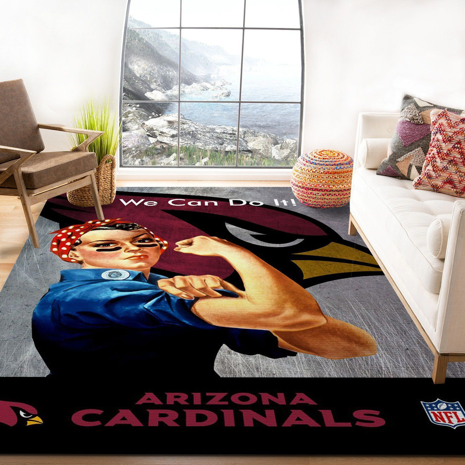 Arizona Cardinals Nfl Logo Area Rug For Gift Bedroom Rug Home US Decor - Indoor Outdoor Rugs