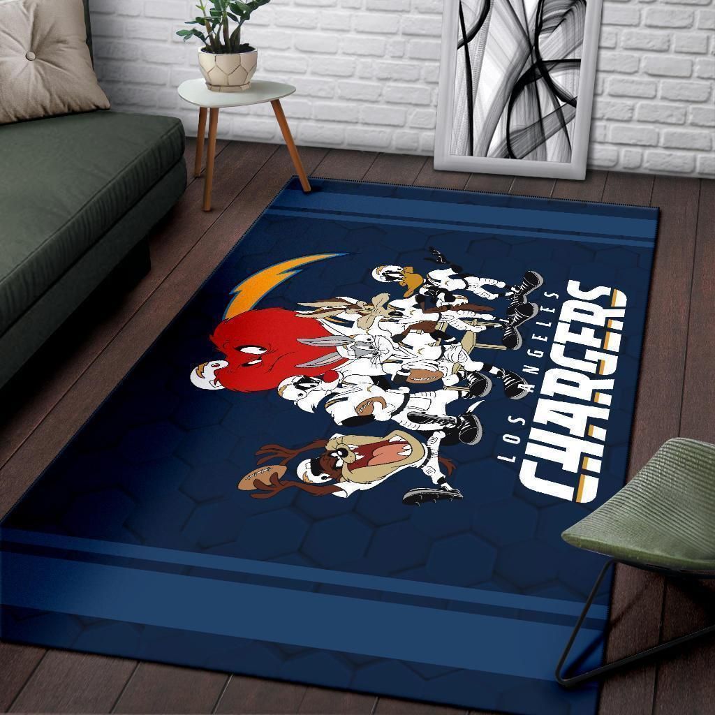 Looney Tunes Chargers Team Rug Area Football Carpet Fan - Indoor Outdoor Rugs