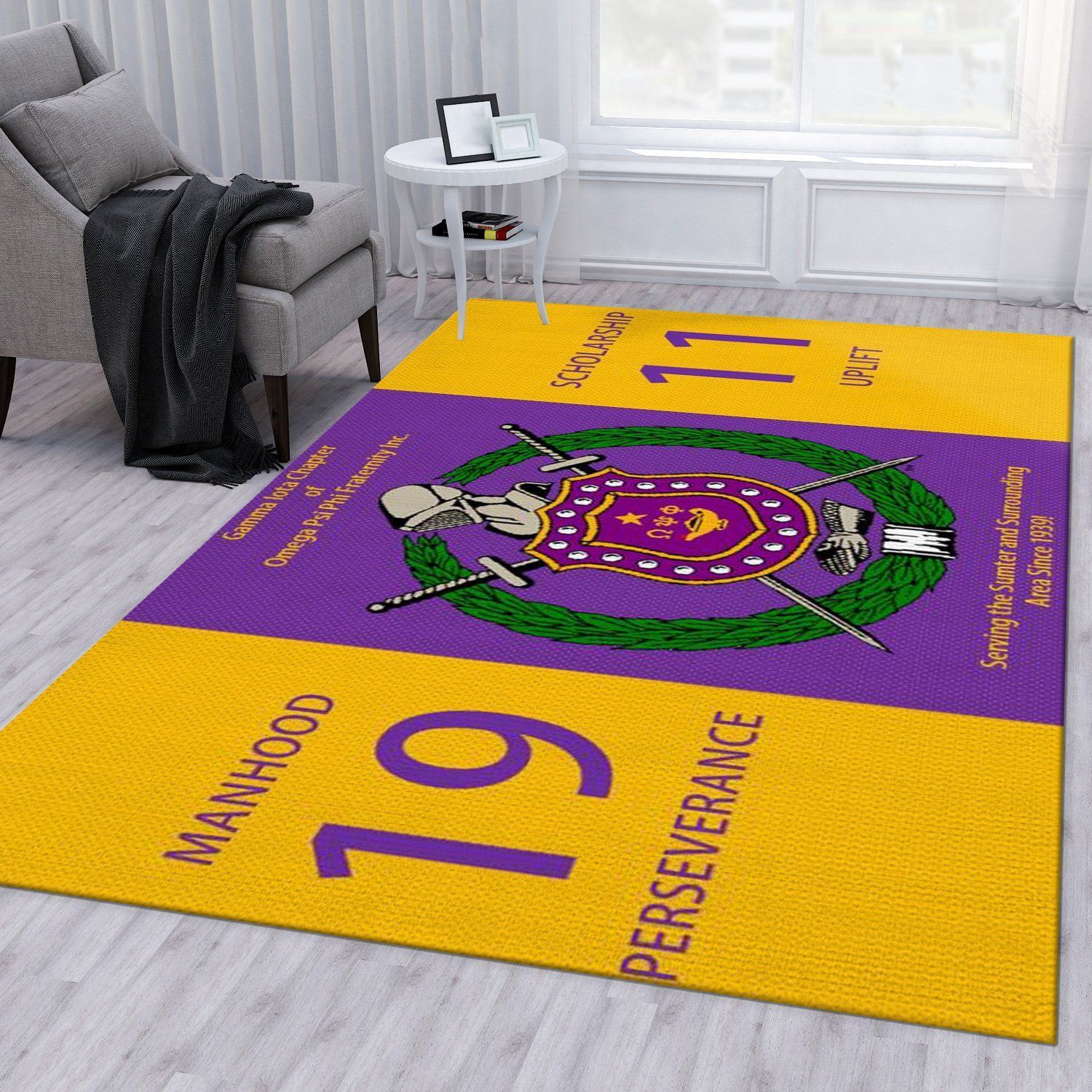 Omega Psi Phi Fraternity Area Rug Living Room Rug Home Decor Floor Decor - Indoor Outdoor Rugs