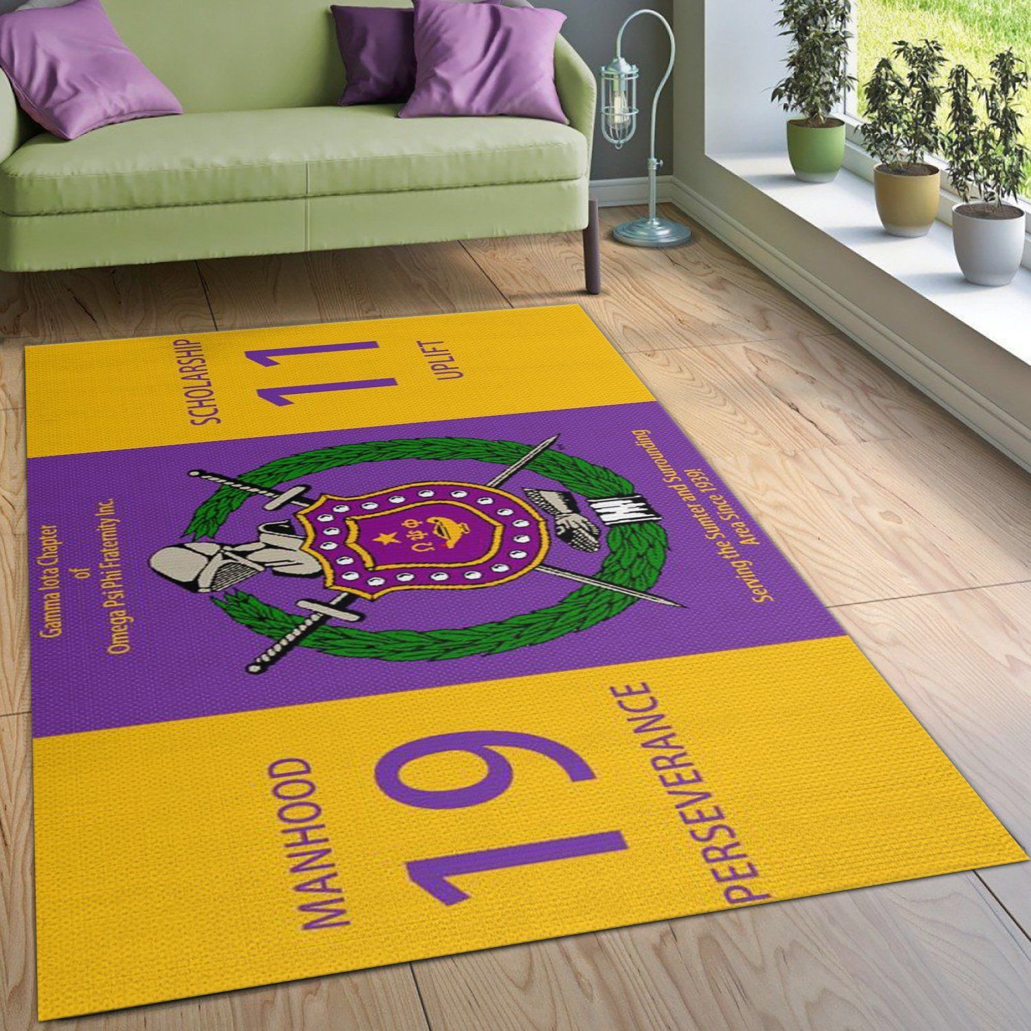 Omega Psi Phi Fraternity Area Rug Living Room Rug Home Decor Floor Decor - Indoor Outdoor Rugs