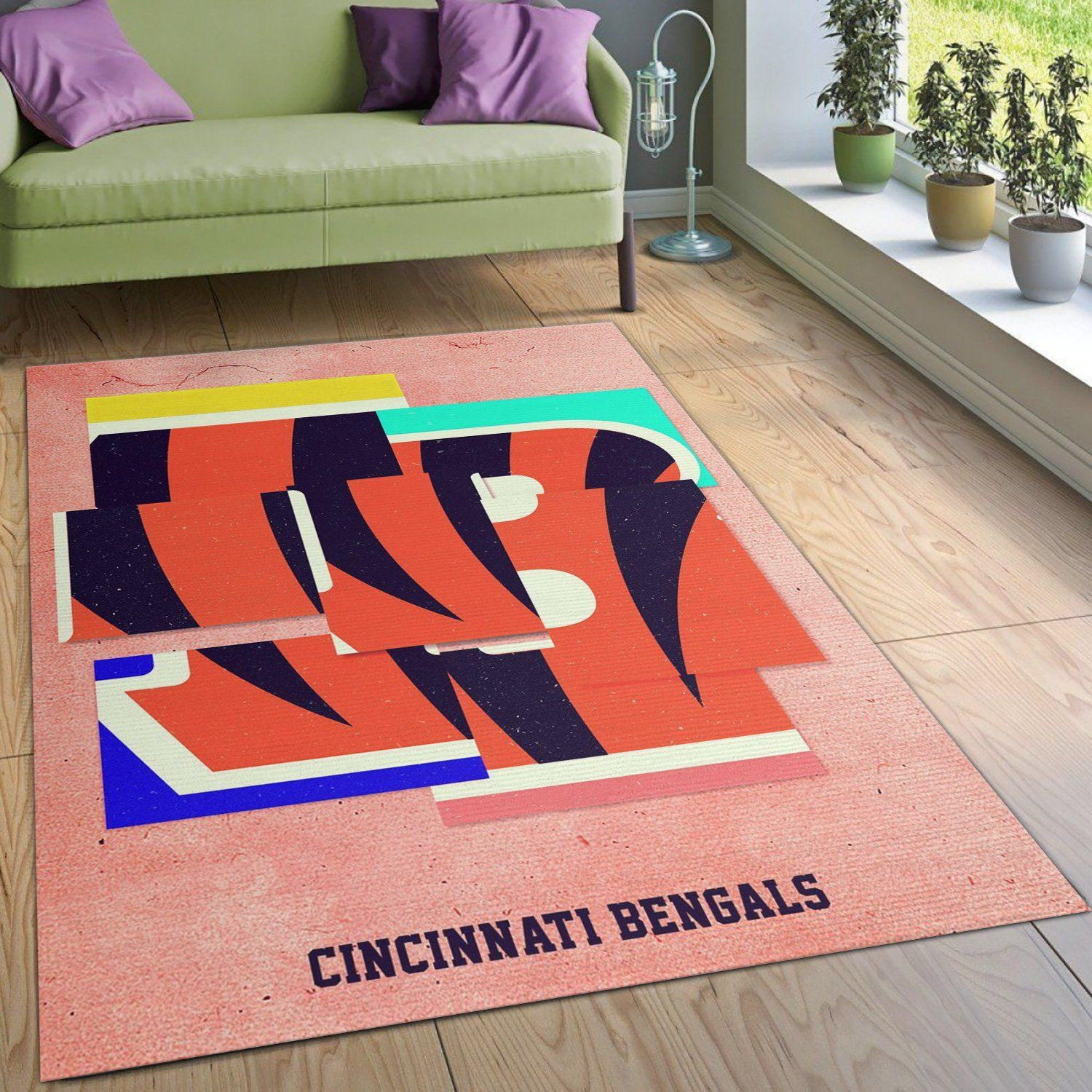 Cincinnati Bengals NFL Area Rug Bedroom Rug US Gift Decor - Indoor Outdoor Rugs