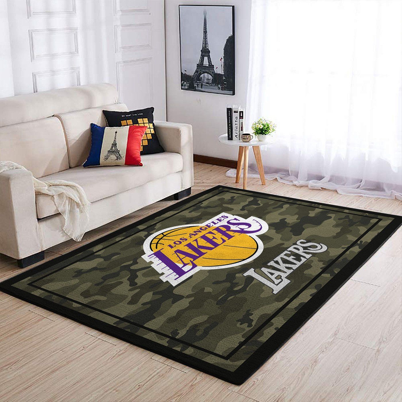 Los Angeles Lakers Nba Team Logo Camo Style Nice Gift Home Decor Rectangle Area Rug - Indoor Outdoor Rugs