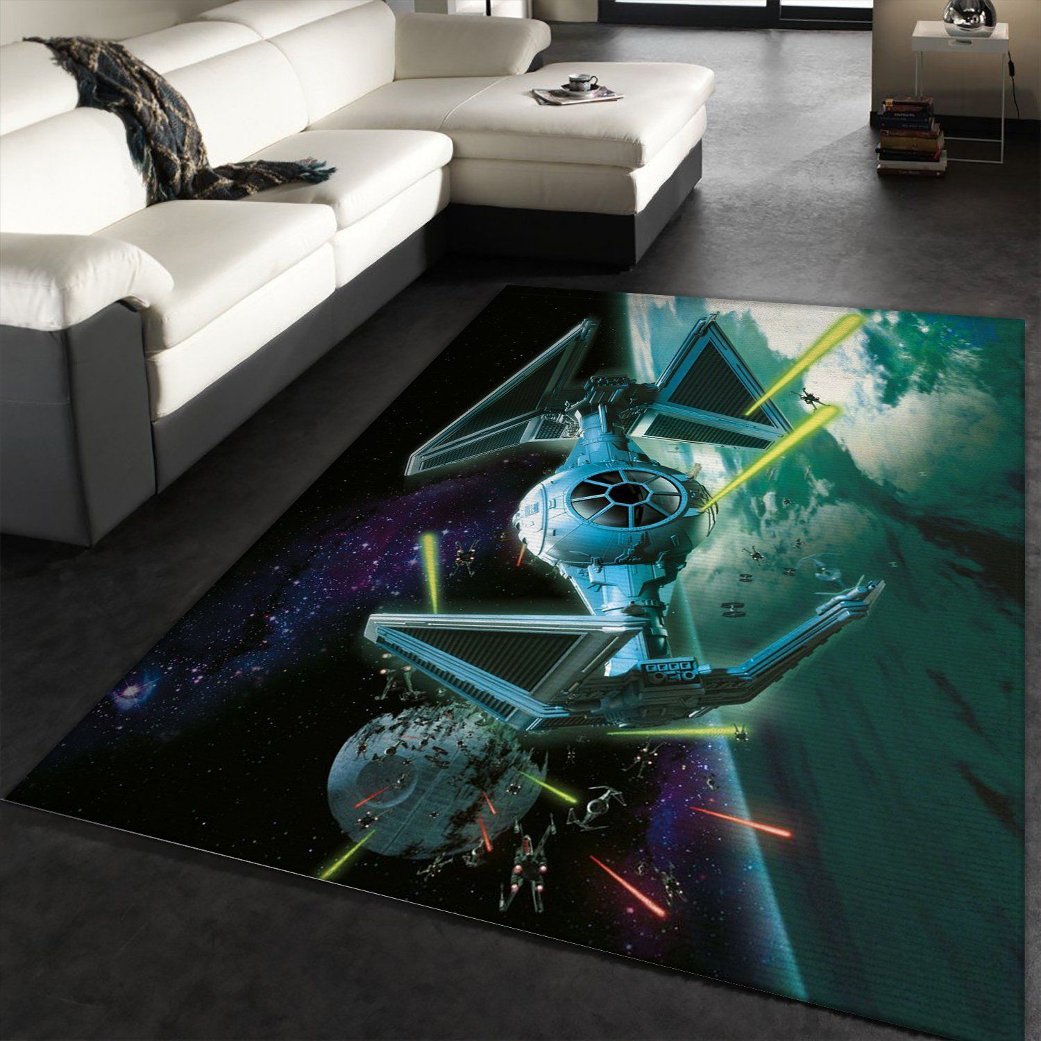 Tie Interceptor Star War Battle Zone Area Rug, Bedroom Rug, US Gift Decor - Indoor Outdoor Rugs