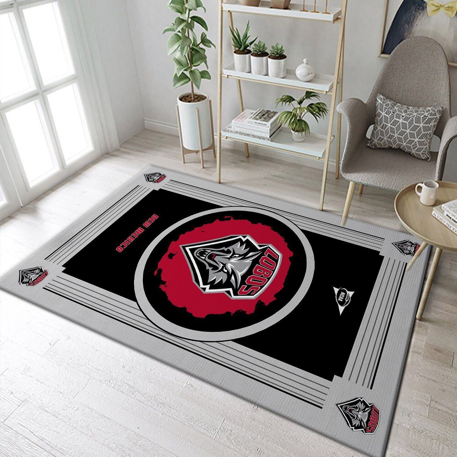 New Mexico Lobos NCAA Team Logo Nice Gift Home Decor Rectangle Area Rug RER I2N9 - Indoor Outdoor Rugs