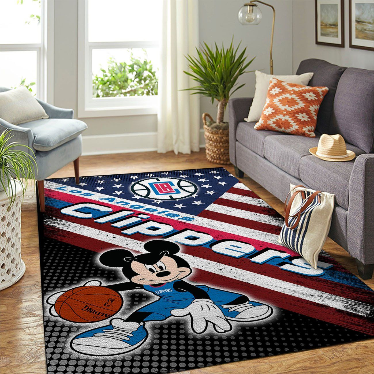 La Clippers Nba Team Logo Mickey Us Style Nice Gift Home Decor Rectangle Area Rug - Indoor Outdoor Rugs