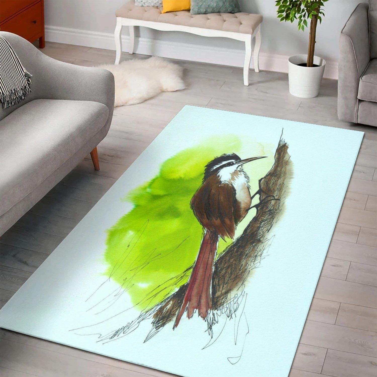 Brazilian Woodcreeper  Living Room Area Rug,  Room Rugs, Floor Decor Home Decor - Indoor Outdoor Rugs