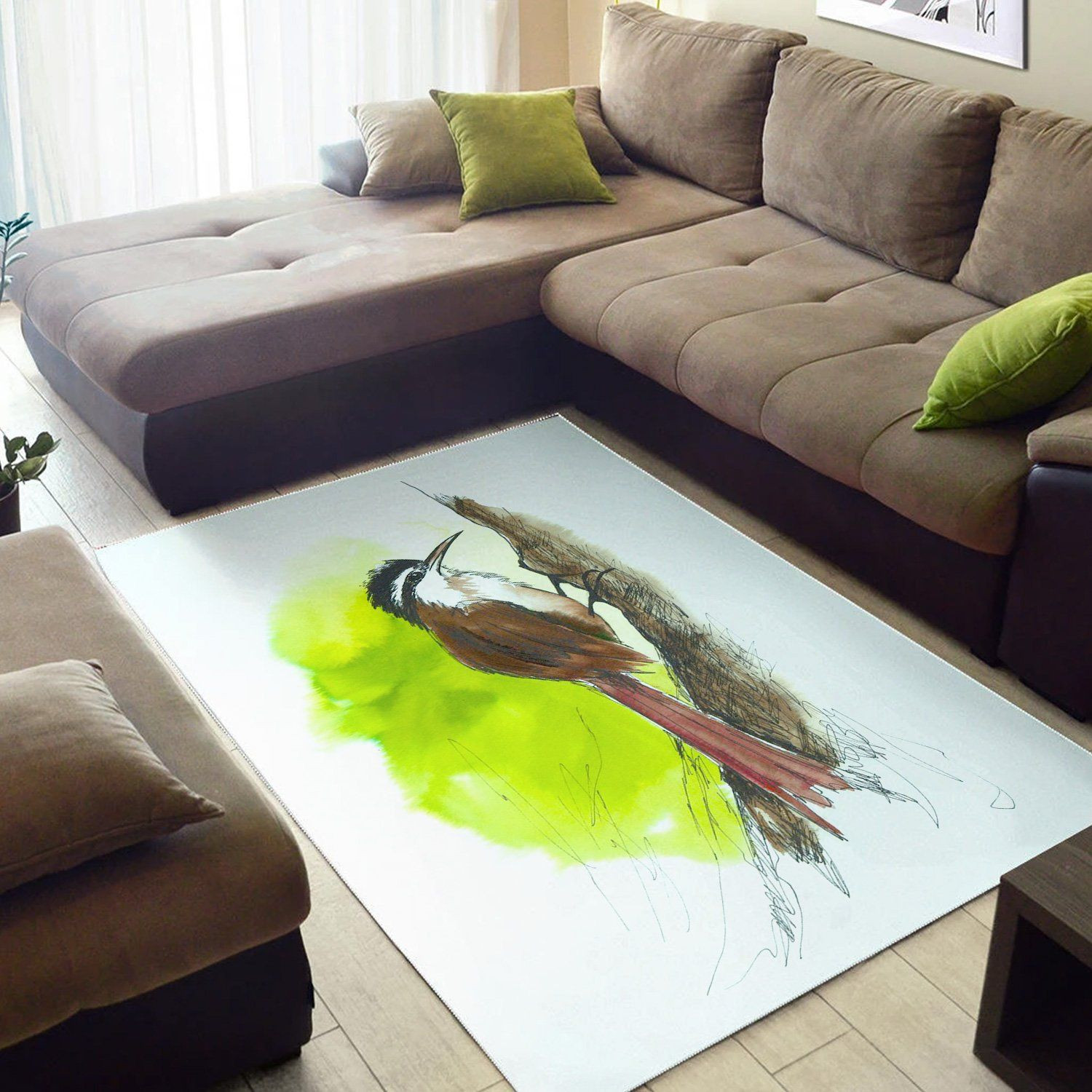 Brazilian Woodcreeper  Living Room Area Rug,  Room Rugs, Floor Decor Home Decor - Indoor Outdoor Rugs