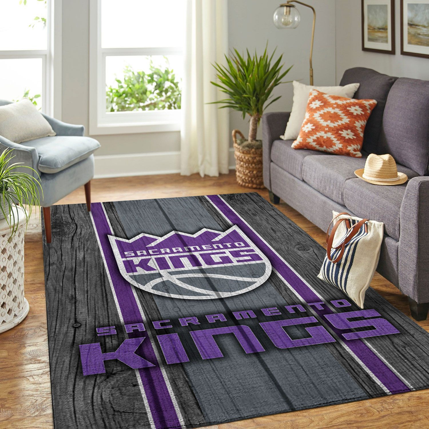 Sacramento Kings Nba Team Logo Wooden Style Nice Gift Home Decor Rectangle Area Rug - Indoor Outdoor Rugs