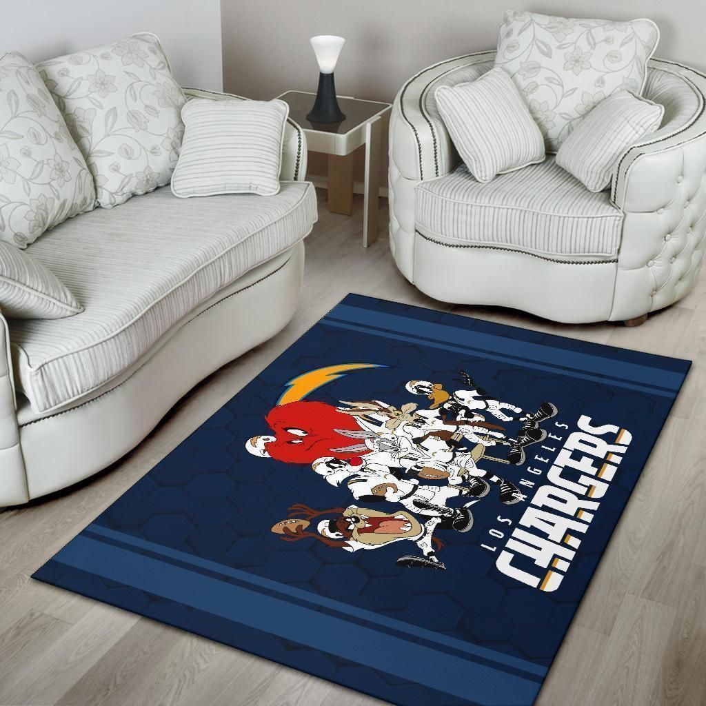 Looney Tunes Chargers Team Rug Area Football Carpet Fan - Indoor Outdoor Rugs