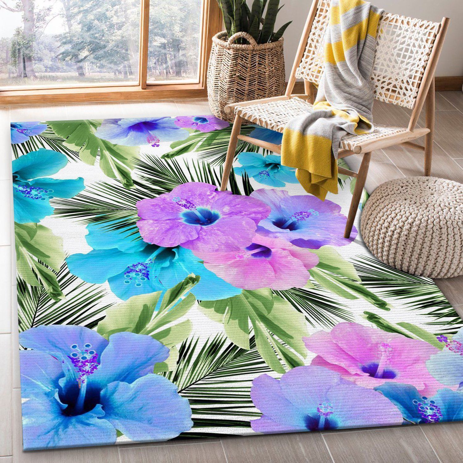 Tropical Hibiscus Dream 2 Area Rug, Living room and bedroom Rug, Family Gift US Decor - Indoor Outdoor Rugs