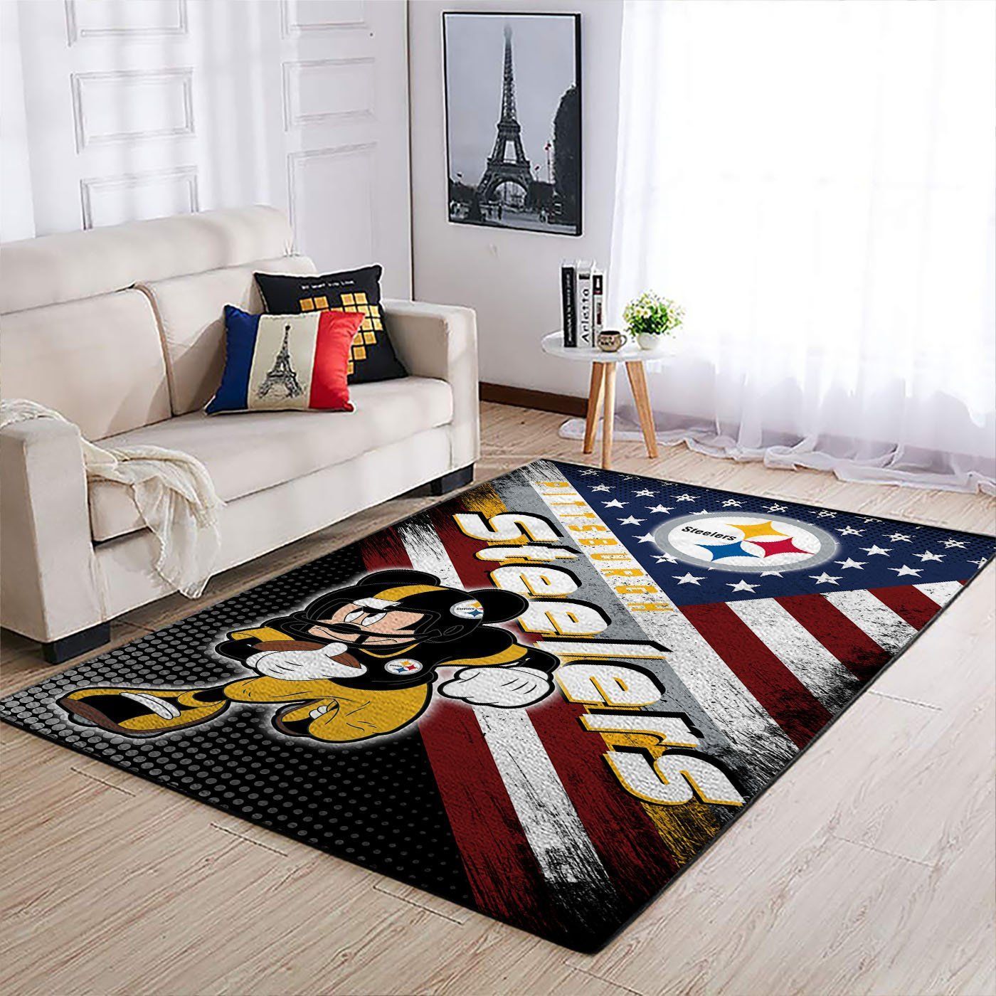 Pittsburgh Steelers Nfl Team Logo Mickey Us Style Nice Gift Home Decor Rectangle Area Rug - Indoor Outdoor Rugs