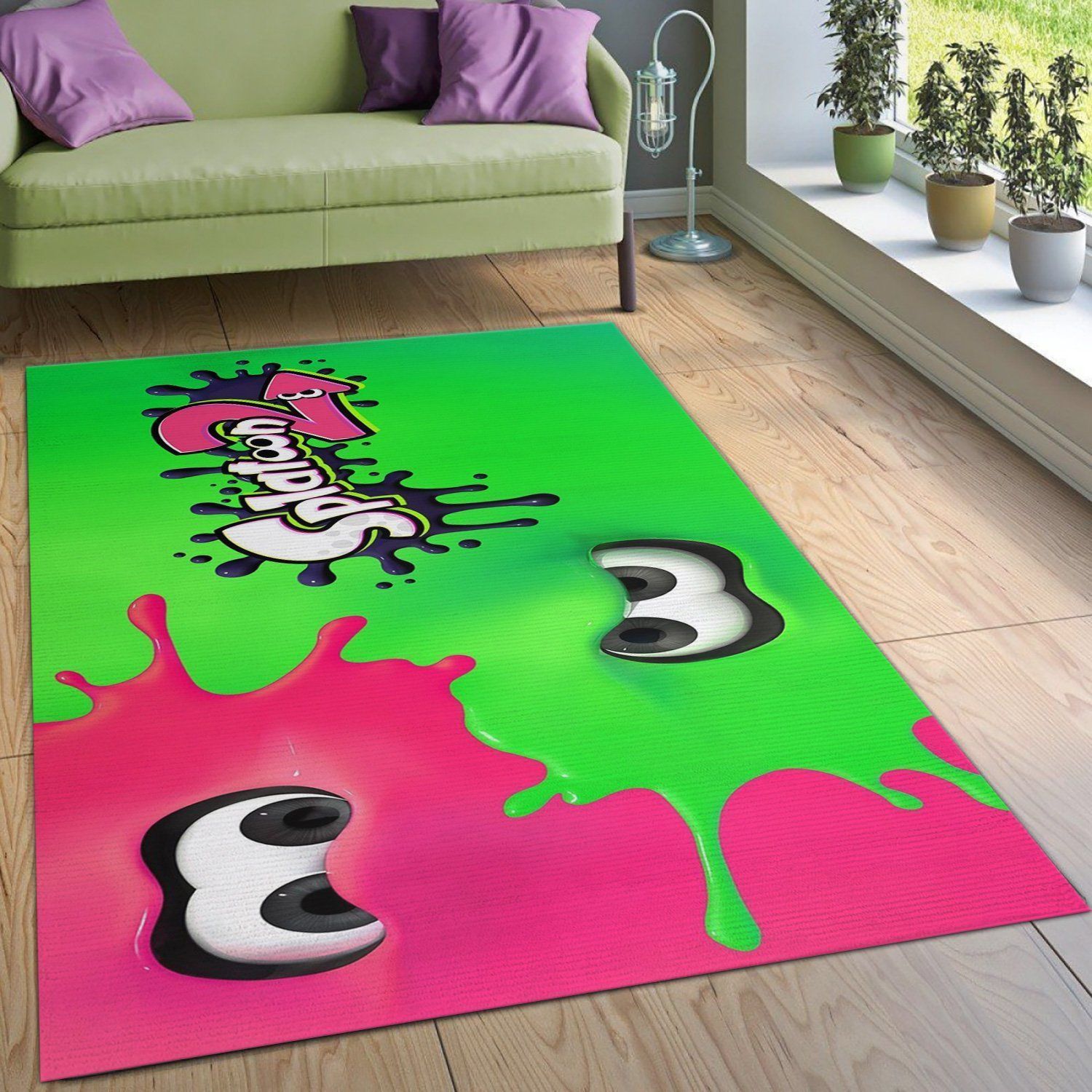 Splatoon 2 Red And Green Ver1 Video Game Area Rug Bedroom Rug Home US Decor - Indoor Outdoor Rugs