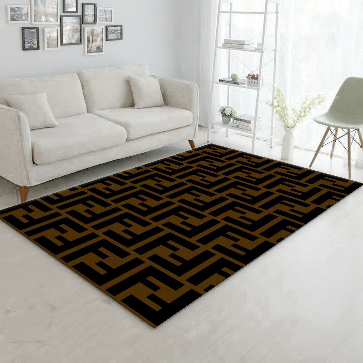 Fendi Area Rug Living Room Rug Family Gift US Decor - Indoor Outdoor Rugs