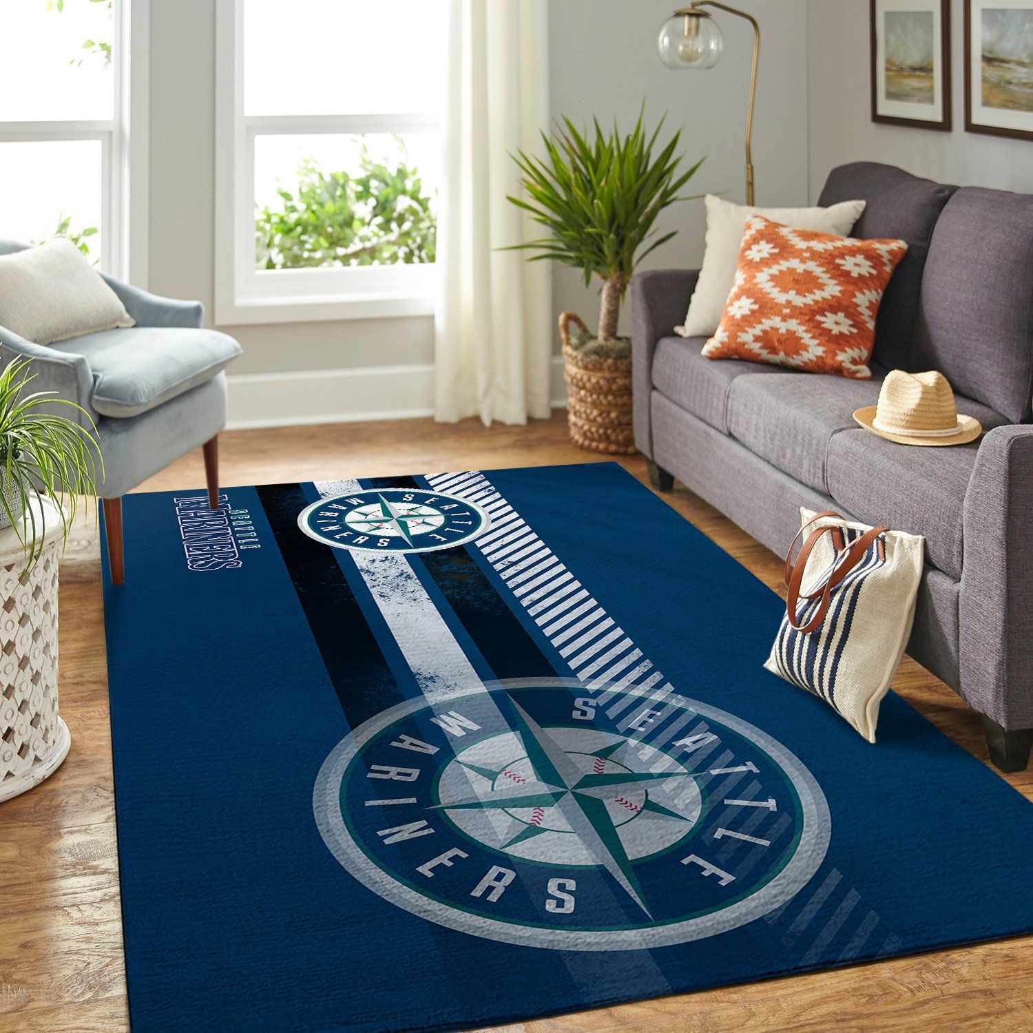 Seattle Mariners Mlb Team Logo Nice Gift Home Decor Rectangle Area Rug - Indoor Outdoor Rugs