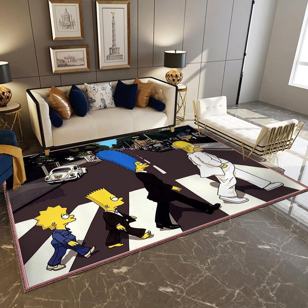 The Simpsons Crossing Abbey Road Beatles Style Living Room Area Rug Carpet,  Bedroom,  Christmas Gift US Decor - Indoor Outdoor Rugs