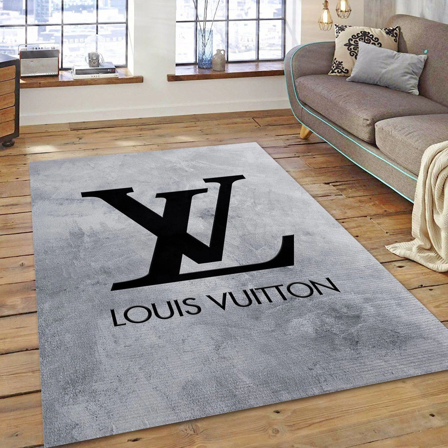 Louis Vuitton Fashion Brand Rectangle Rug, Bedroom Rug - US Decor - Indoor Outdoor Rugs