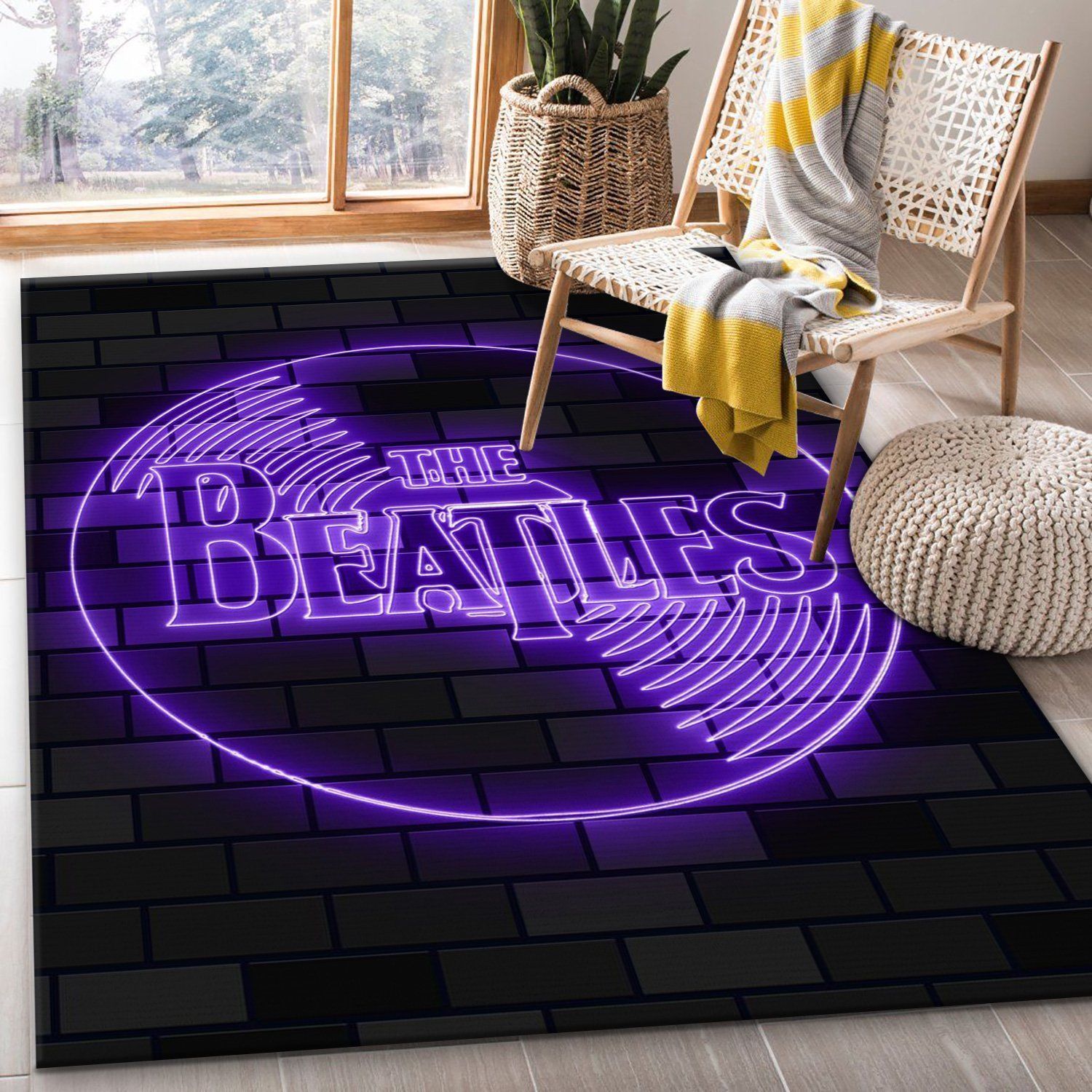 The Beatles Neon Sign Rug Living Room Rug Home Decor Floor Decor - Indoor Outdoor Rugs