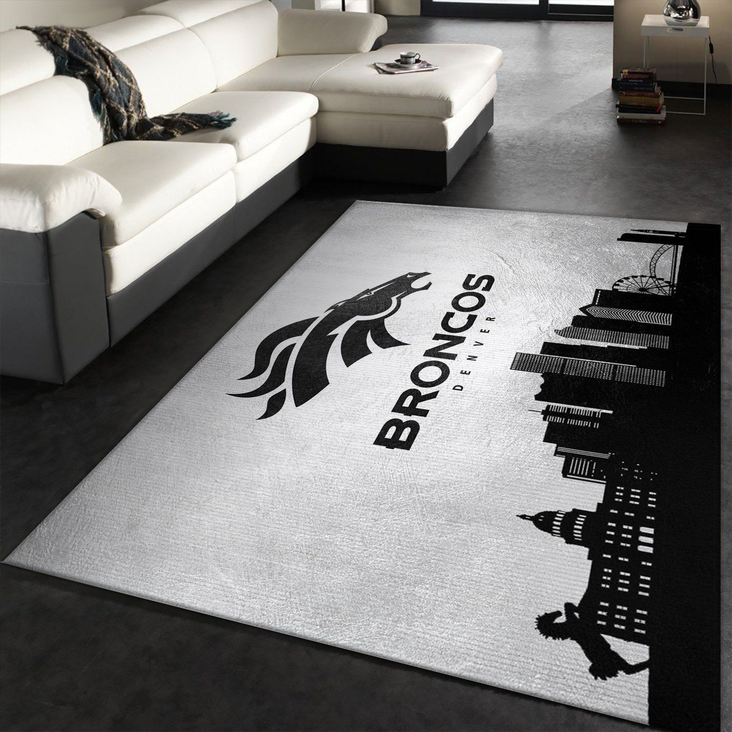 Denver Broncos Skyline NFL Area Rug Carpet, Living Room Rug, US Gift Decor - Indoor Outdoor Rugs