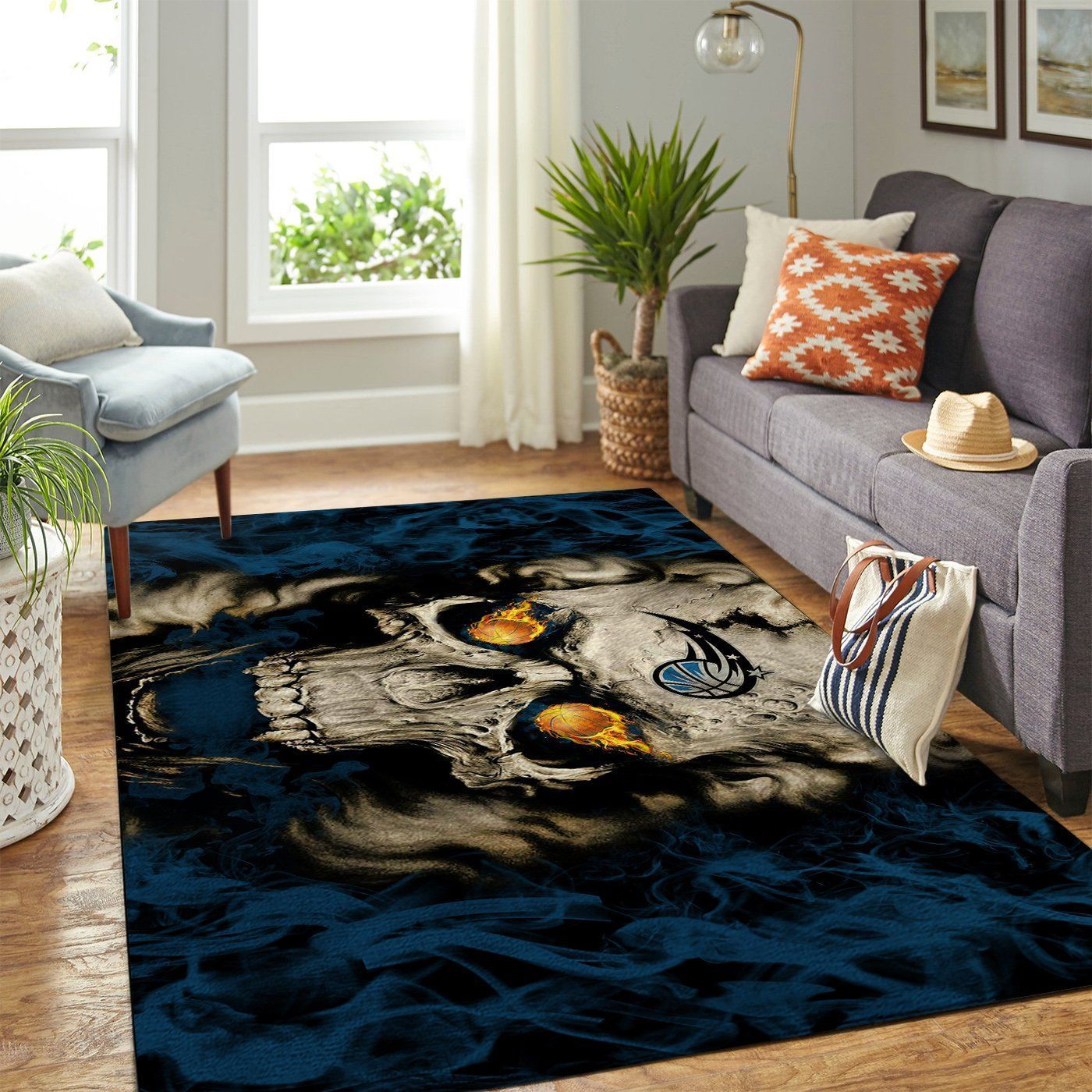 Orlando Magic Nba Team Logo Skull Style Nice Gift Home Decor Area Rug Rugs For Living Room - Indoor Outdoor Rugs