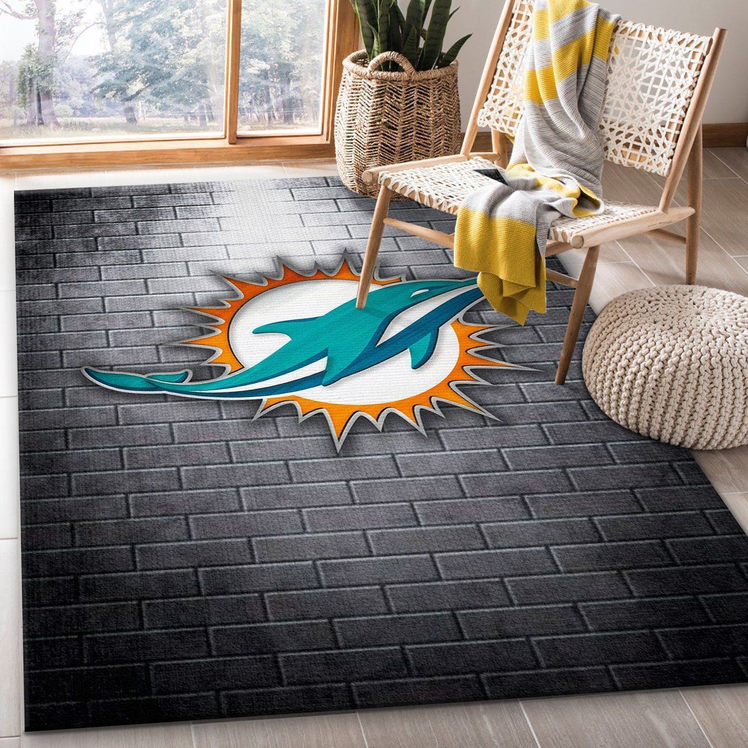 Miami Dolphins Nfl Rug Bedroom Rug Family Gift US Decor - Indoor Outdoor Rugs