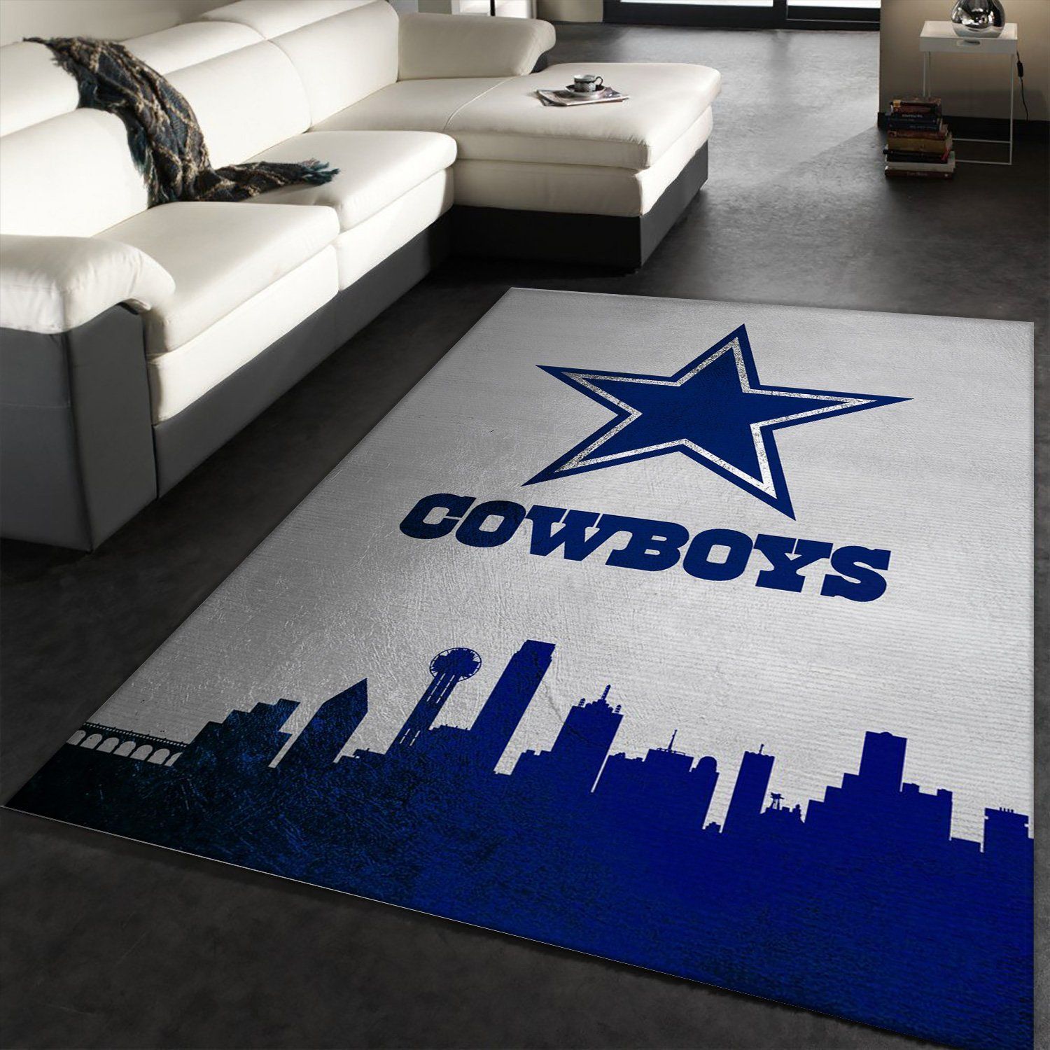 Dallas Cowboys Skyline NFL Area Rug Carpet, Bedroom, US Gift Decor - Indoor Outdoor Rugs