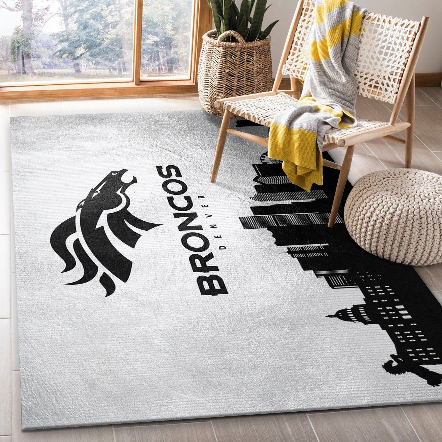 Denver Broncos Skyline NFL Area Rug Carpet, Living Room Rug, US Gift Decor - Indoor Outdoor Rugs