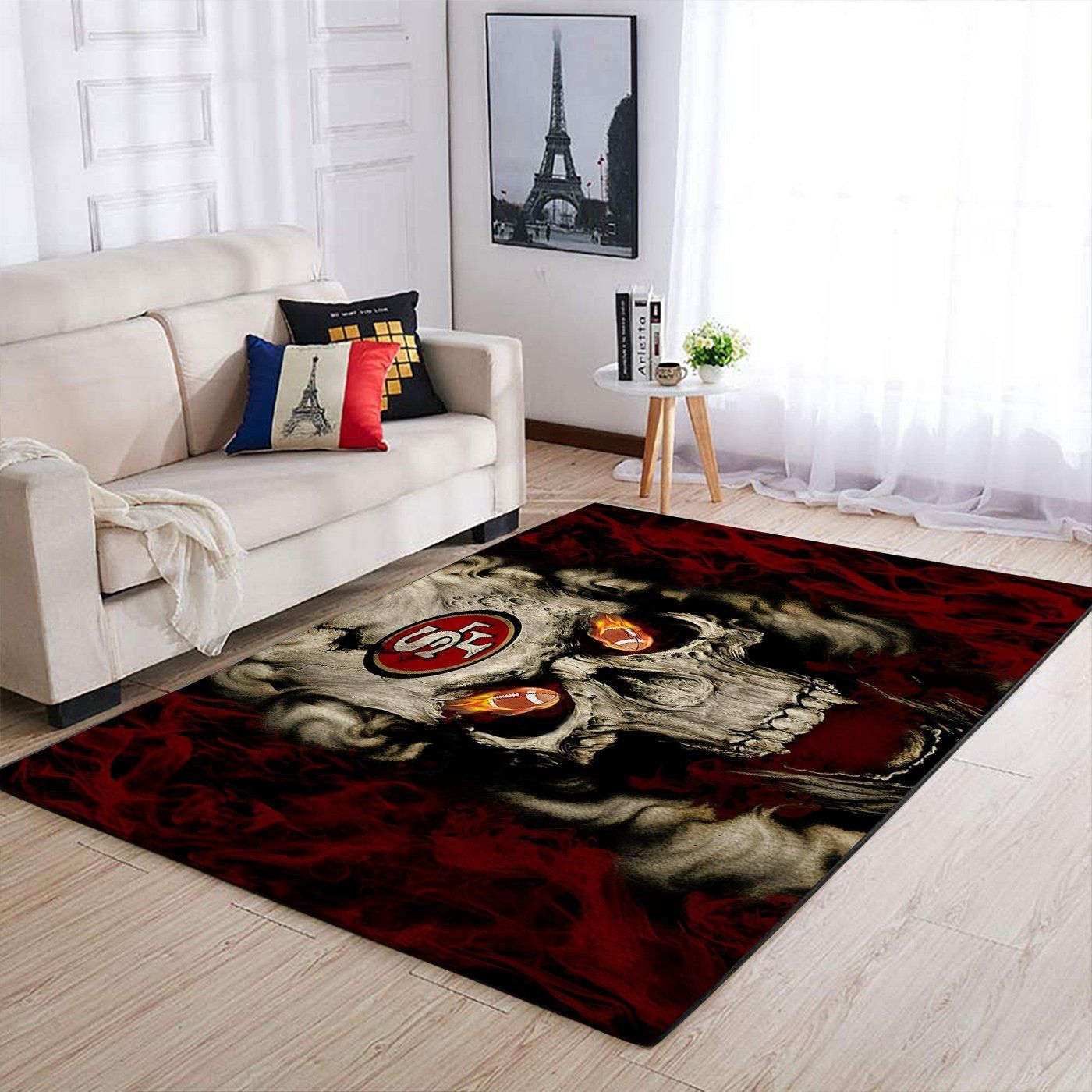 San Francisco 49ers Nfl Team Logo Skull Style Nice Gift Home Decor Rectangle Area Rug - Indoor Outdoor Rugs