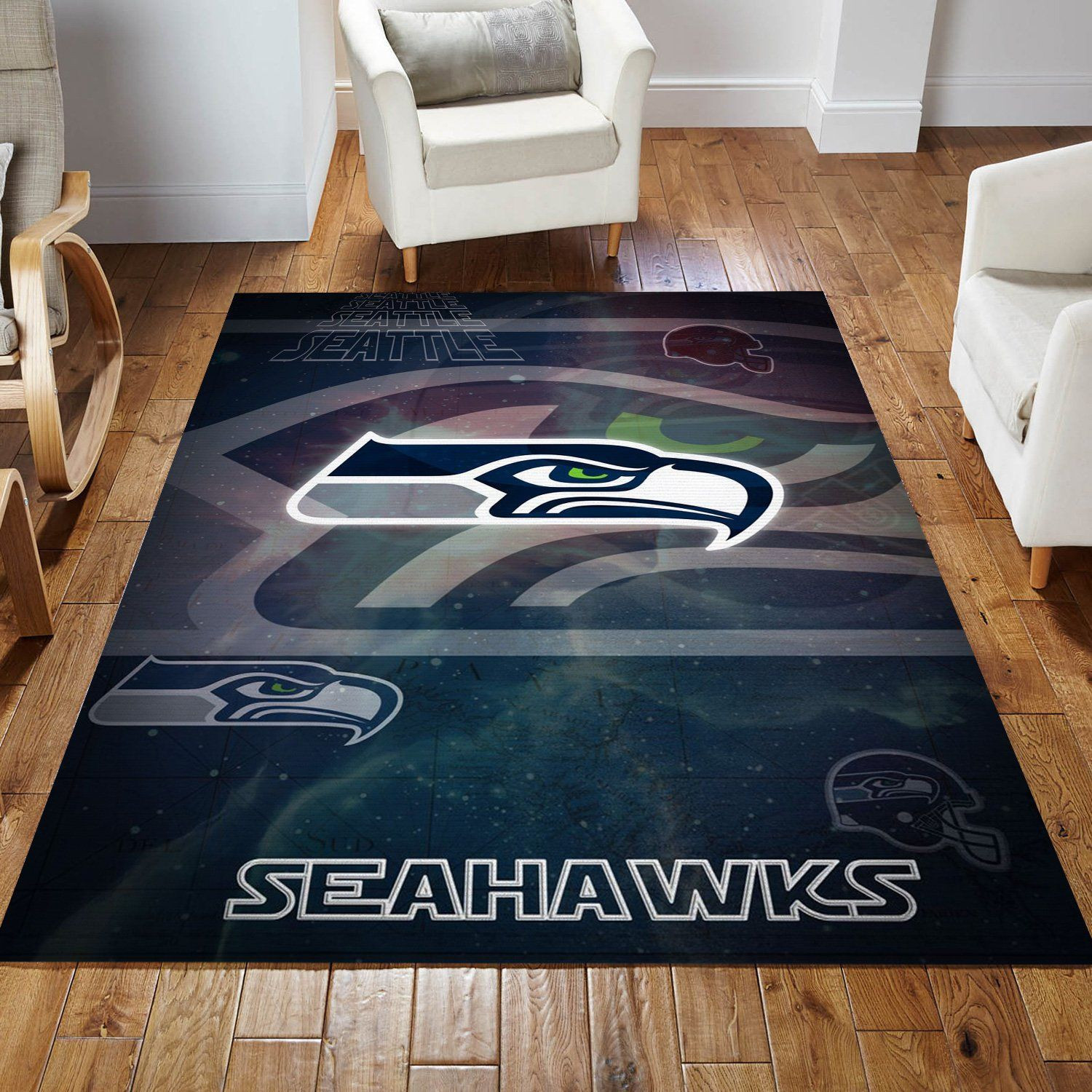 Seattle Seahawks Nfl Logo Area Rug For Gift Bedroom Rug US Gift Decor - Indoor Outdoor Rugs