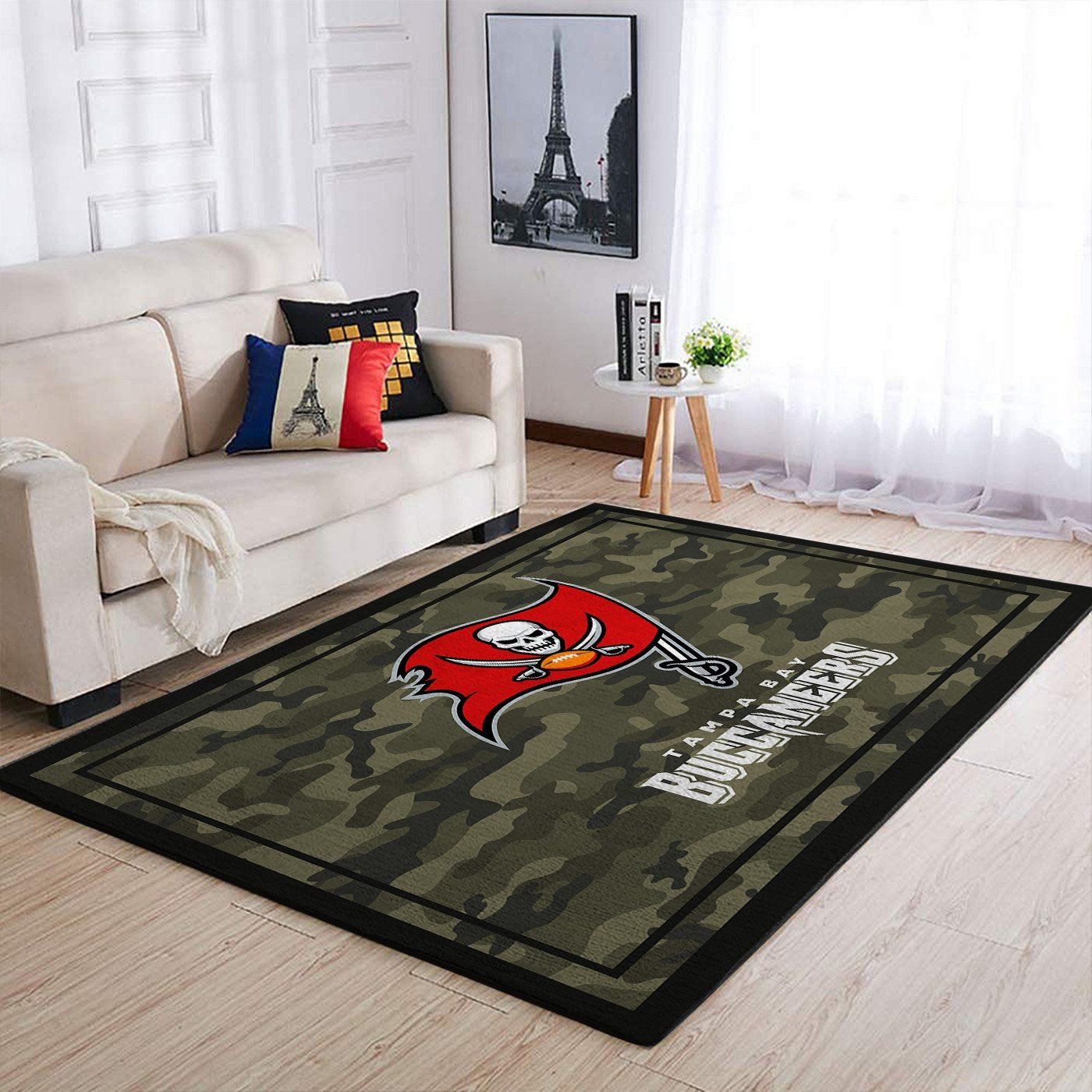 Tampa Bay Buccaneers Nfl Team Logo Camo Style Nice Gift Home Decor Rectangle Area Rug - Indoor Outdoor Rugs