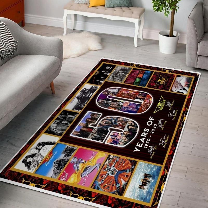 50 Years Of Aerosmith Living Room Area Rug For Christmas,  Bedroom,  Floor Decor - Indoor Outdoor Rugs