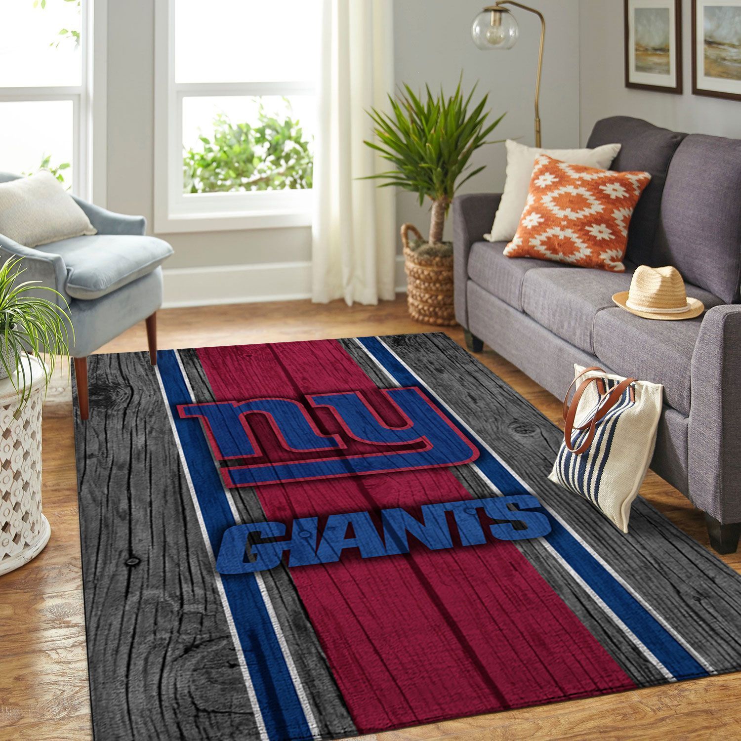 New York Giants Nfl Team Logo Wooden Style Style Nice Gift Home Decor Rectangle Area Rug - Indoor Outdoor Rugs