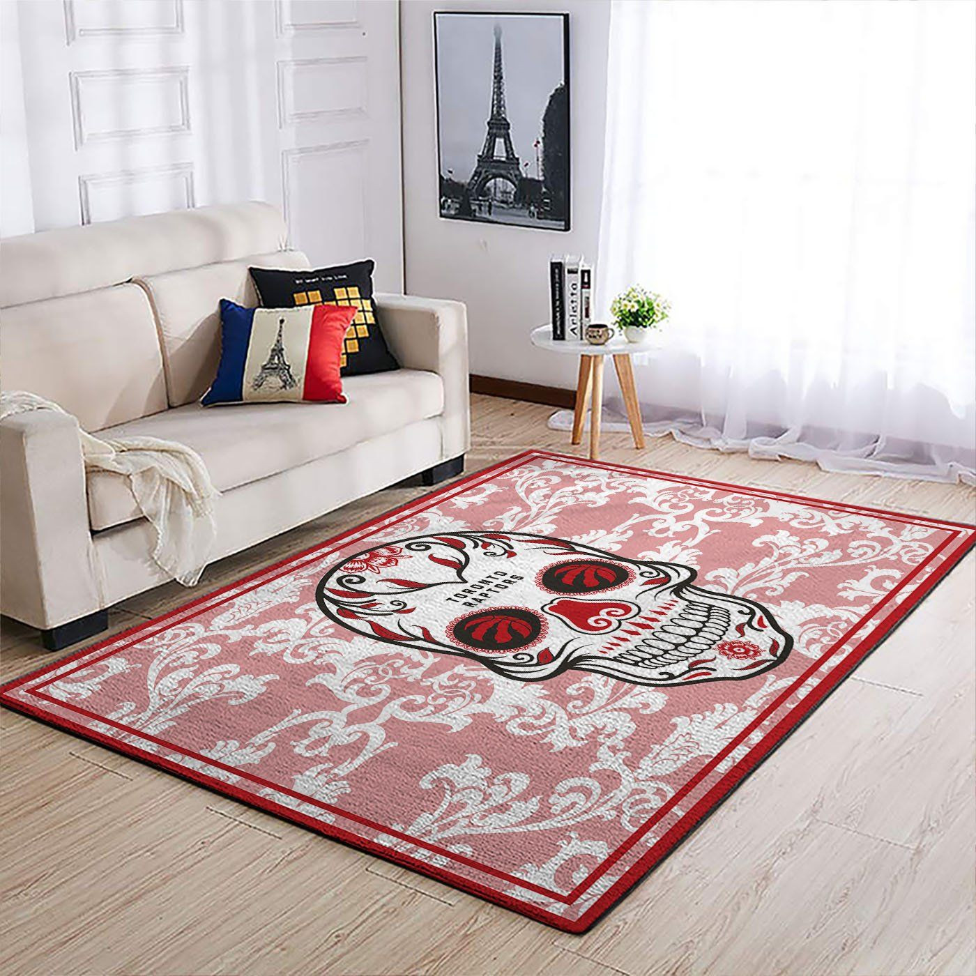 Toronto Raptors Nba Team Logo Skull Flower Style Nice Gift Home Decor Rectangle Area Rug - Indoor Outdoor Rugs