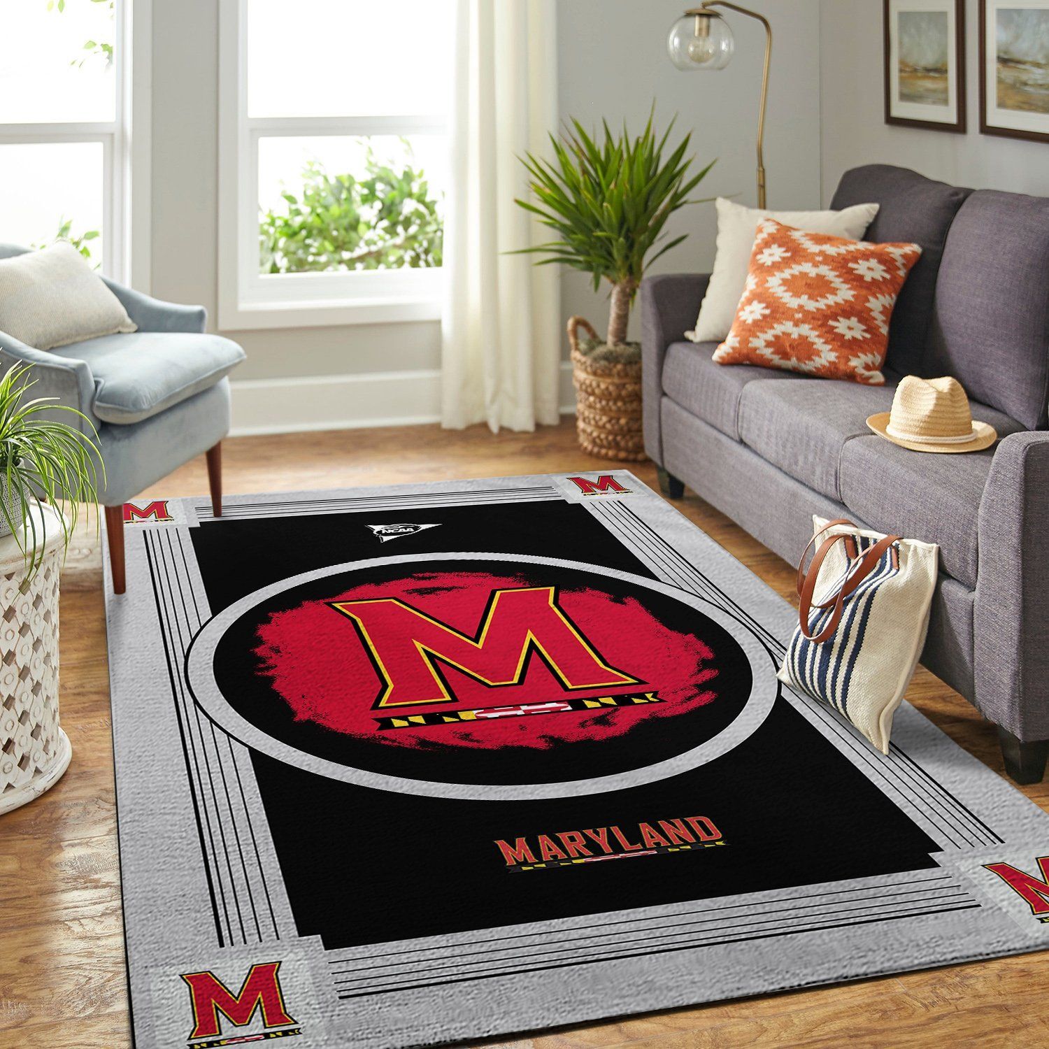 Maryland Terrapins Ncaa Team Logo Nice Gift Home Decor Rectangle Area Rug - Indoor Outdoor Rugs