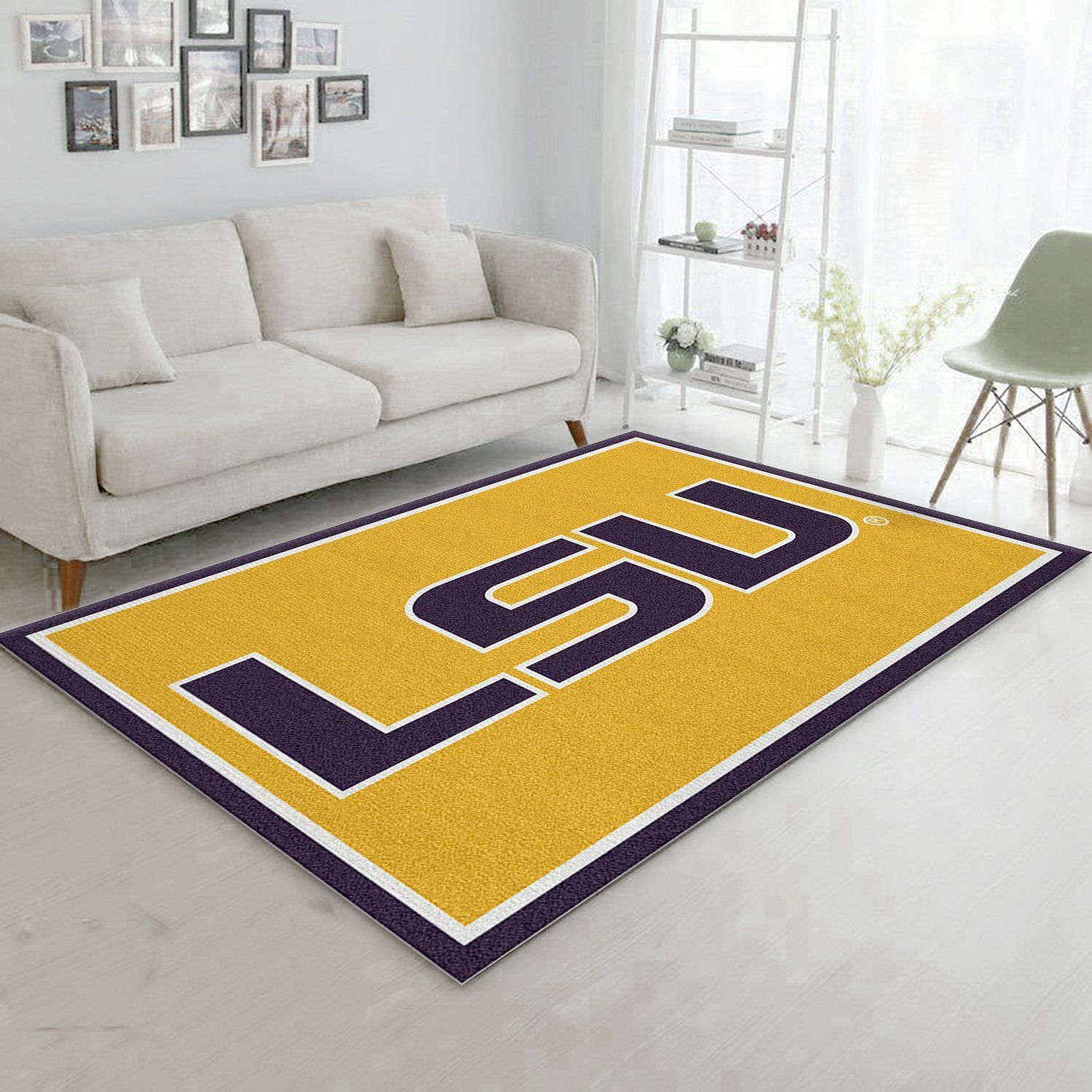 College Spirit Lsu Sport Area Rug Team Logo Home Decor Floor Decor - Indoor Outdoor Rugs