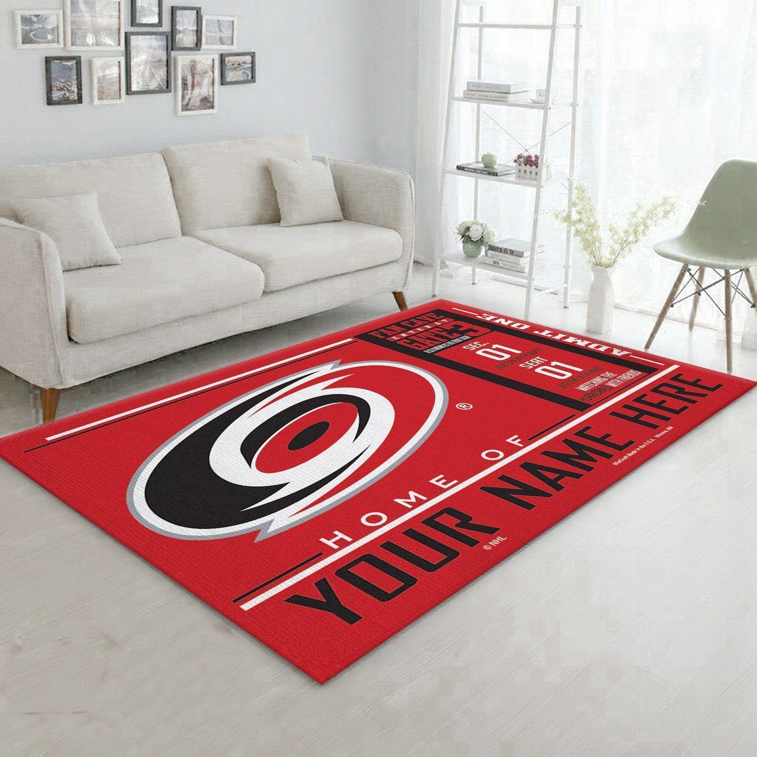 Customizable Carolina Hurricanes Wincraft Personalized NHL Area Rug For Christmas Living Room Rug Christmas Gift - Indoor Outdoor Rugs