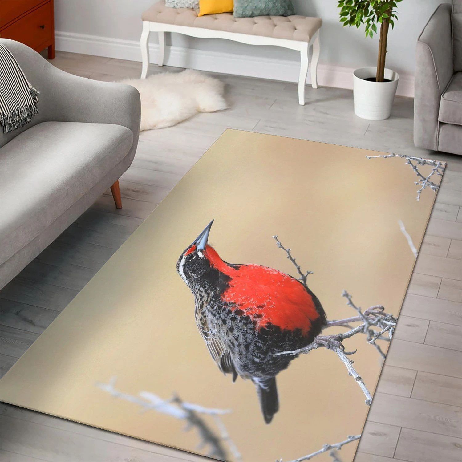 Birds Sturnella Loyca  Area Rug ,  Room Rugs, Floor Decor Home Decor - Indoor Outdoor Rugs