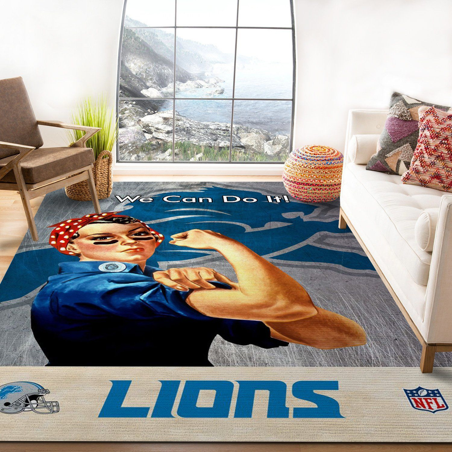 Detroit Lions Nfl Area Rug Living Room Rug Christmas Gift US Decor - Indoor Outdoor Rugs