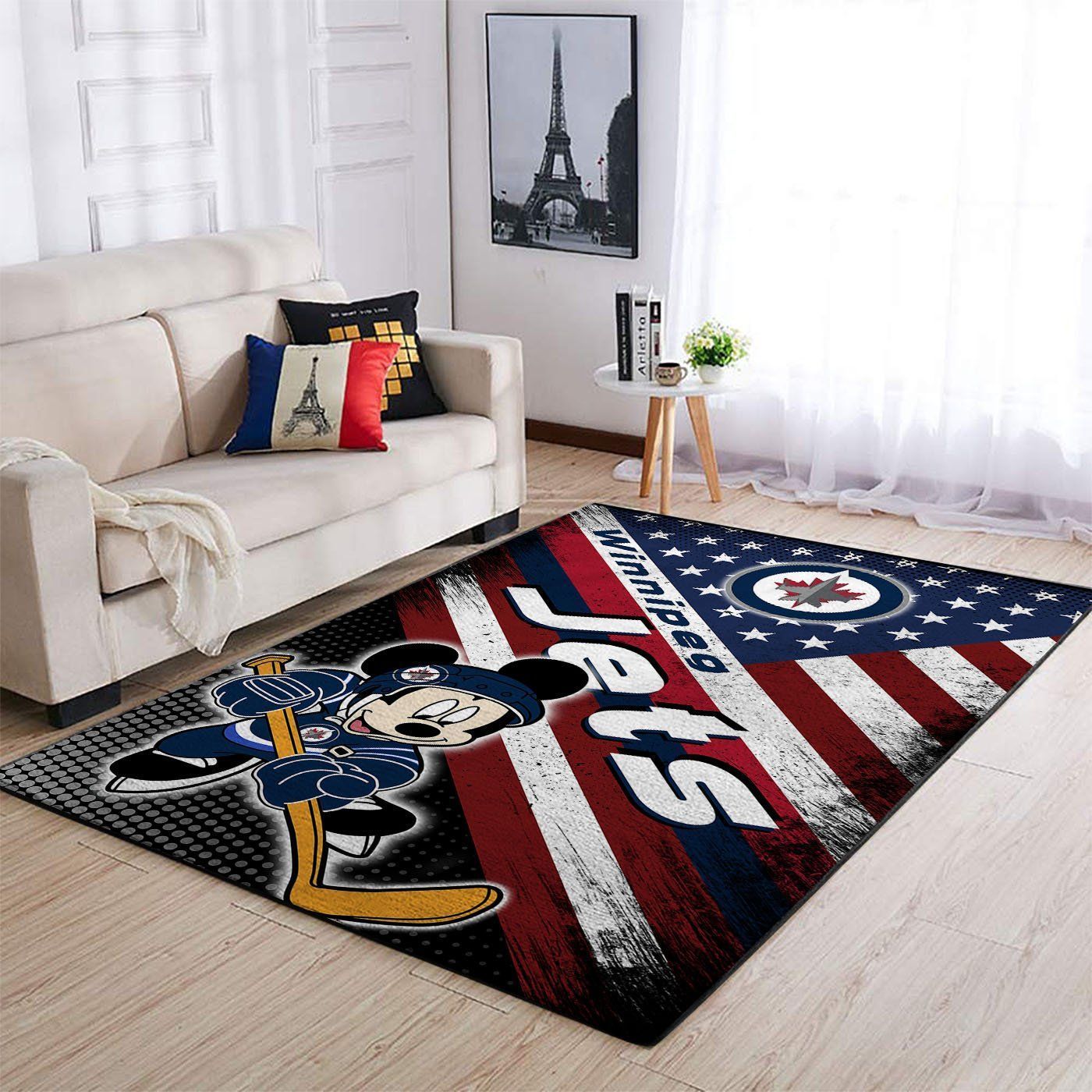 Winnipeg Jets Nhl Team Logo Mickey Us Style Nice Gift Home Decor Rectangle Area Rug - Indoor Outdoor Rugs